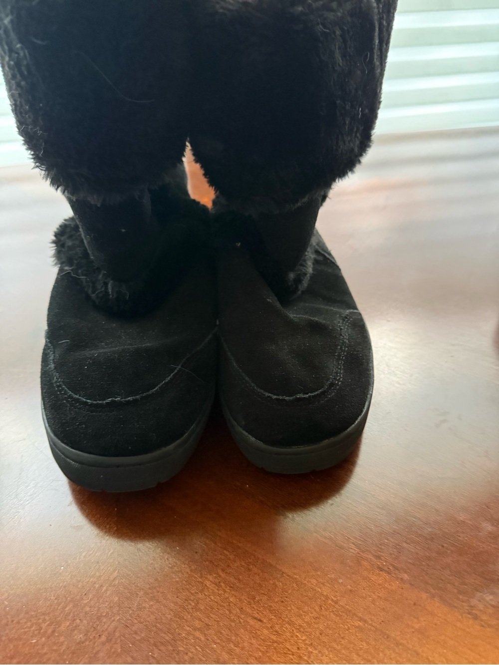 WITTY Black Leather mid calf Booties - Plush Lined